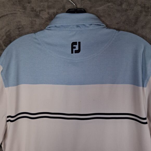 Footjoy Polo Shirt Embroidered Mens Medium White Blue - Picture 4 of 7